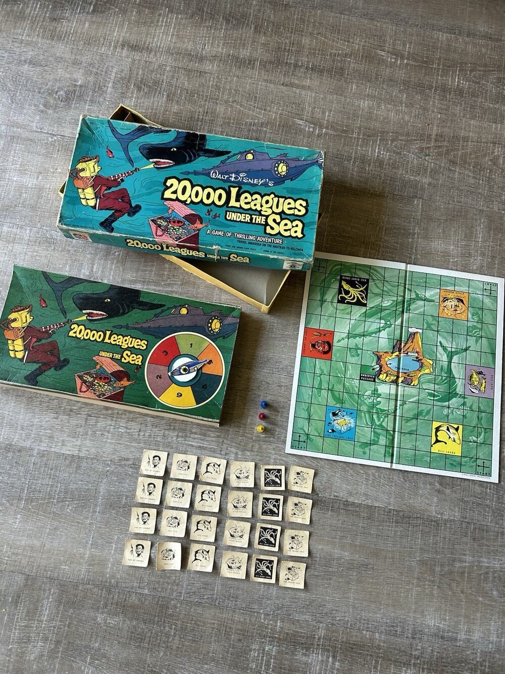 1954 Walt Disney 20,000 Leagues Under Sea Board Game Jaymar Jules Verne VTG